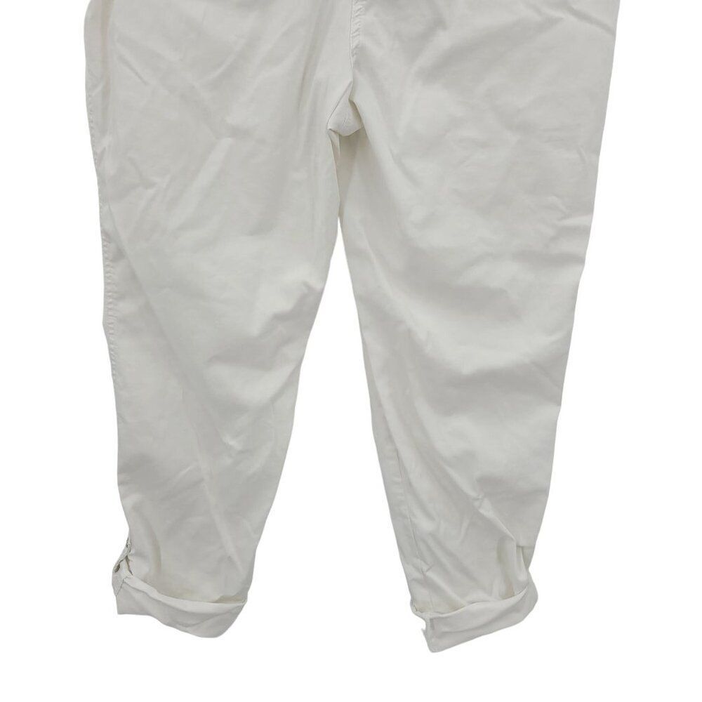 Chico's Pants‎ M White Ankle Stretch High Rise Roll Tab Flat Back Athleisure - Picture 9 of 11